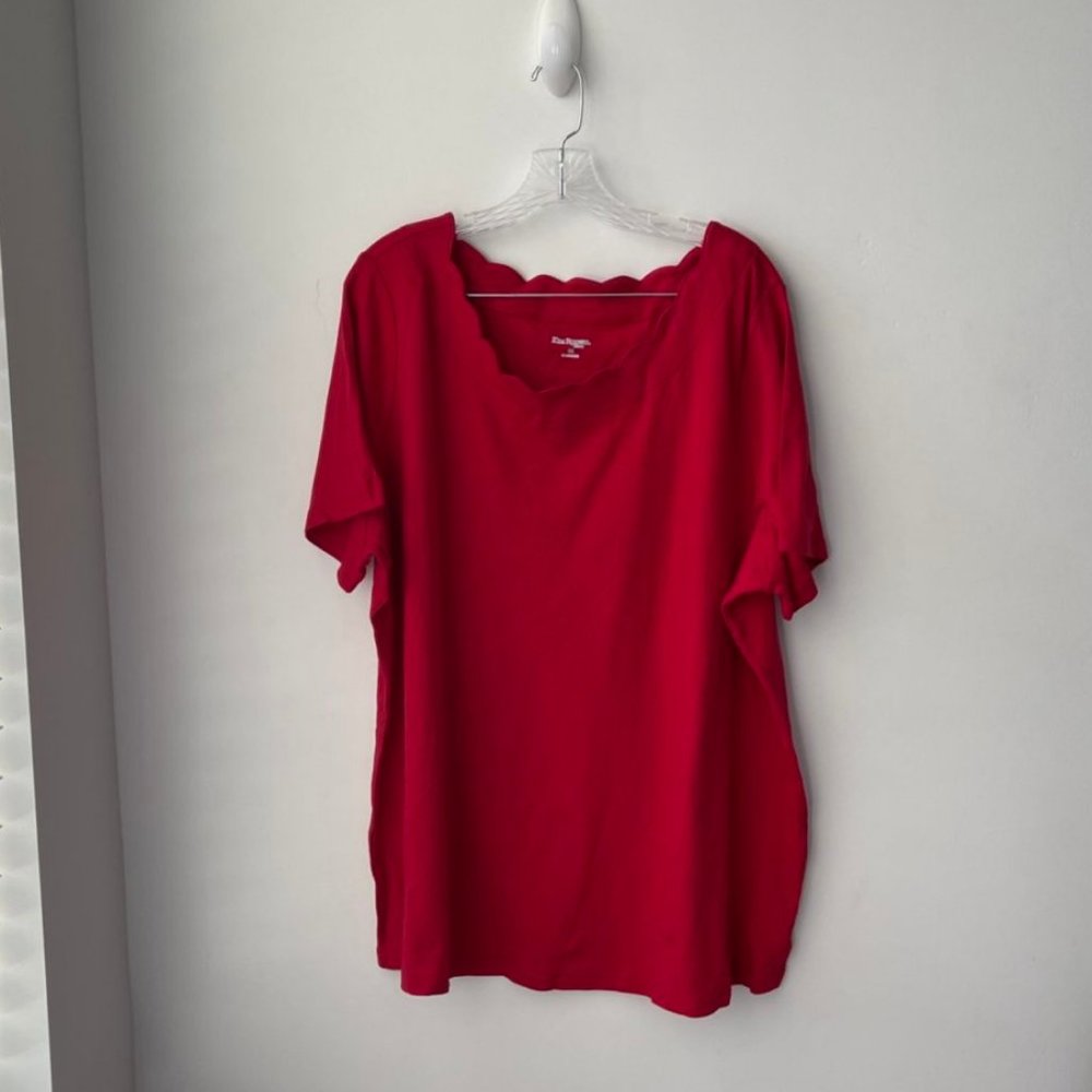 Kim Rogers Short Sleeve Scallop Neck Top